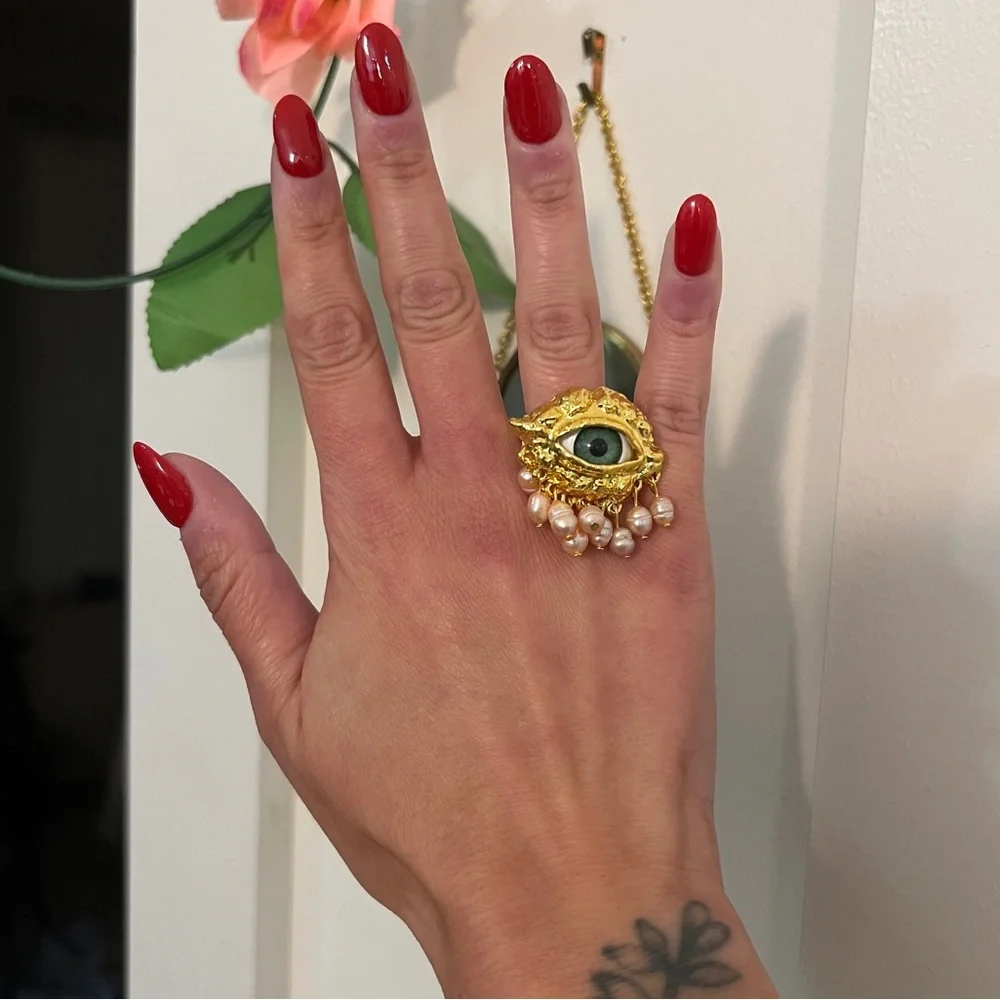 Lovers Eye Victorian Ring, Women's Vintage Eye Ring, Baroque, Statement Ring - Picture 1 of 14